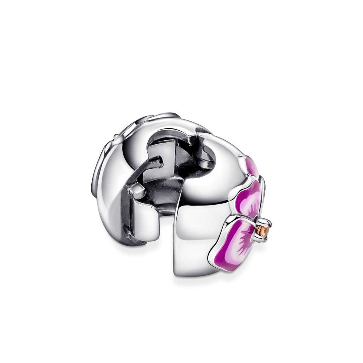 Clip Pandora Flor Pensamiento Rosa 790772C01