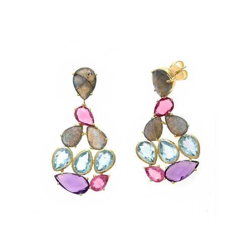 Pendientes Salvatore plata dorada lagrimas color 163A0243