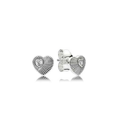 Pendientes Pandora en plata de ley Abanico Corazón Vintage 297298CZ