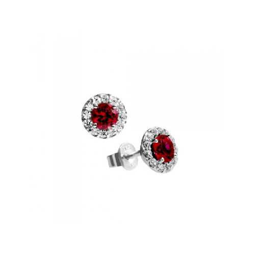 Pendientes Diamonfire Rosetón Y Circonitas Rojas Royal Colour 6215581088