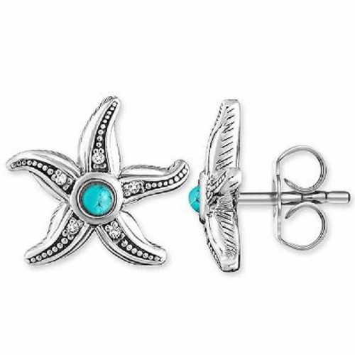 Pendientes Thomas Sabo Estrella Mar Plata Turquesa D-H0005-357-17