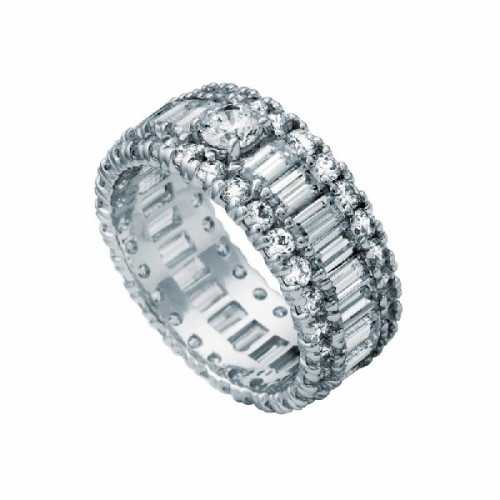 Anillo Diamonfire Ancho Plata Con 51 Circonitas 6108831082