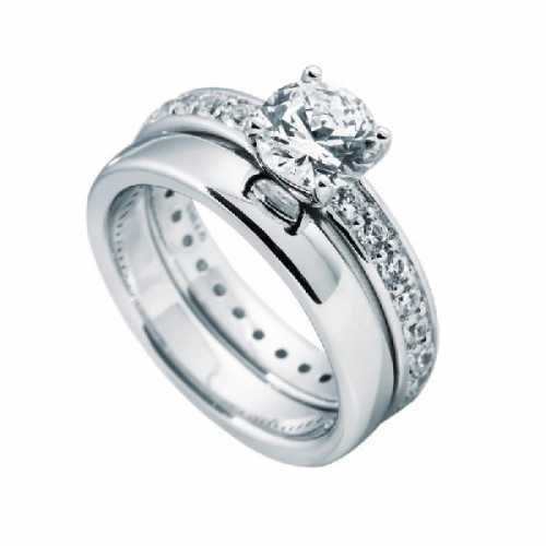 Anillo Diamonfire Doble Con Solitario Central De 7 Mm 6108851082