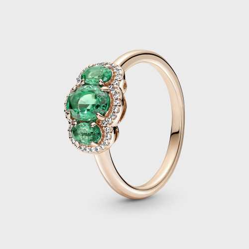 Anillo Pandora Vintage Tres Piedras Verdes - 180057C01