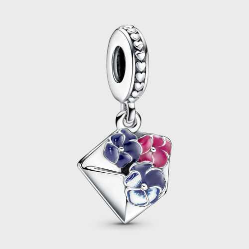 Charm Pandora Sobre con Flores Pensamiento 790787C01