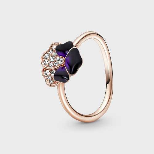 Anillo Pandora Flor Pensamiento Morado - 180764C01