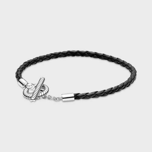 Pulsera Pandora Moments de Cuero Trenzado con Cierre en forma de T 591675C01-S1