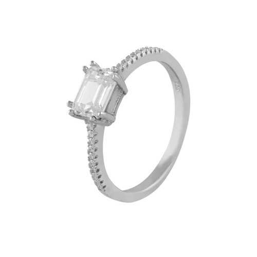 Anillo de plata Itemporality con circonita blanca rectangular