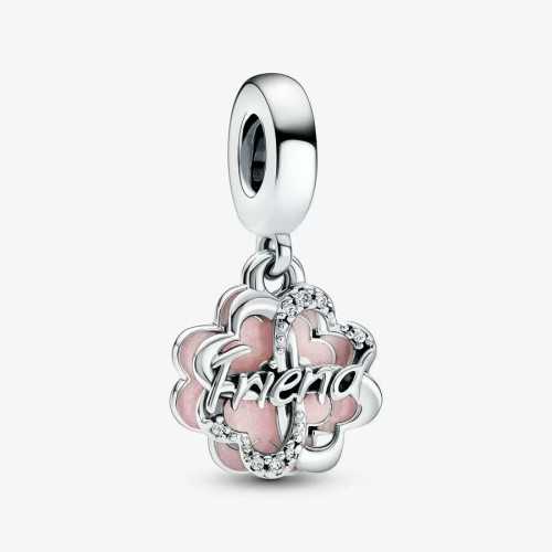 Charm Pandora Colgante Doble Trébol de Cuatro Hojas de la Amistad 792245C01