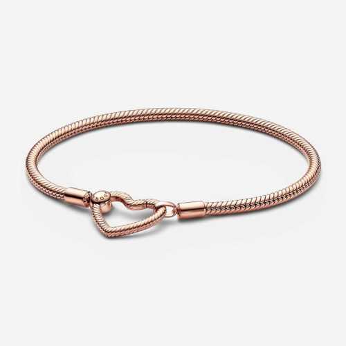 Pulsera Pandora Moments Cadena de Serpiente Cierre Corazón Oro Rosa - 582257C00