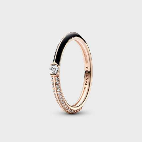 Anillo Pandora Dual Negro y Pavé ME - 182528C01