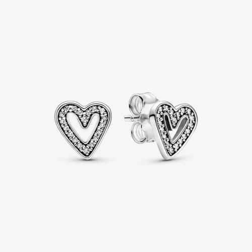 Pendientes Pandora Corazones Brillantes en Plata 298685C01