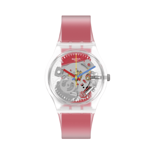 Reloj Swatch Clearly Red Striped GE292