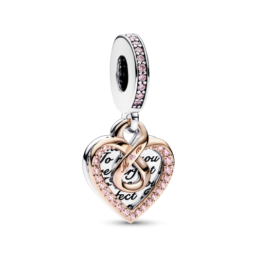 Charm Pandora Colgante Doble Corazón Infinito en Dos Tonos 782641C01