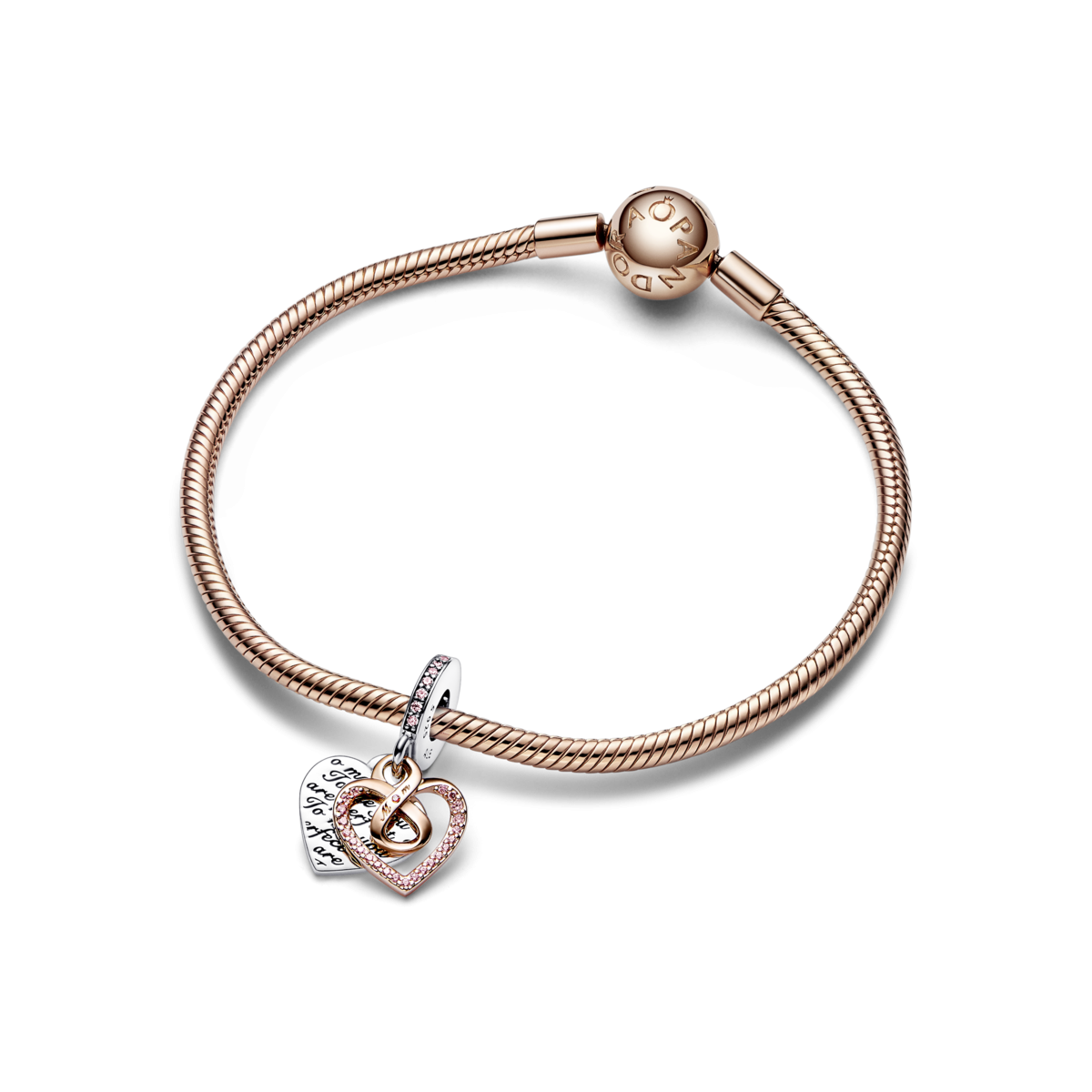 Charm Pandora Colgante Doble Corazón Infinito en Dos Tonos 782641C01