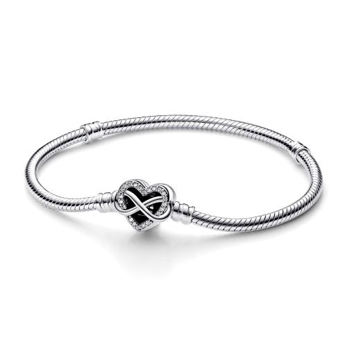 Pulsera Pandora Moments Cadena de Serpiente con Cierre Corazón Infinito Brillante - 592645C01