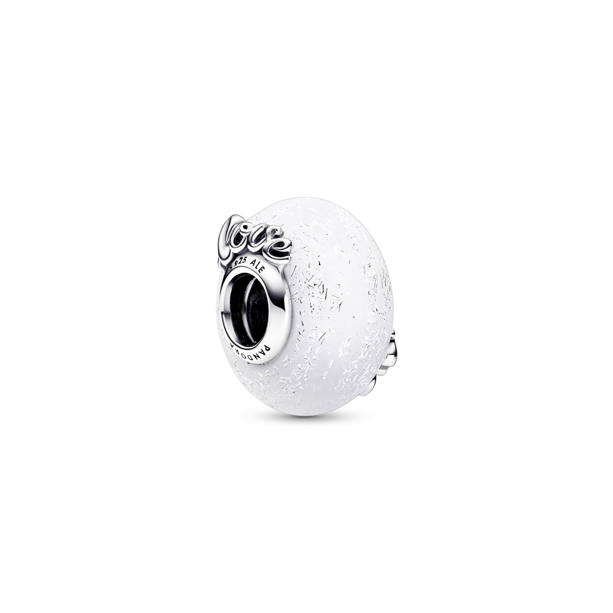 Charm Pandora Amor y Mamá en Cristal de Murano Blanco Brillante 792655C00