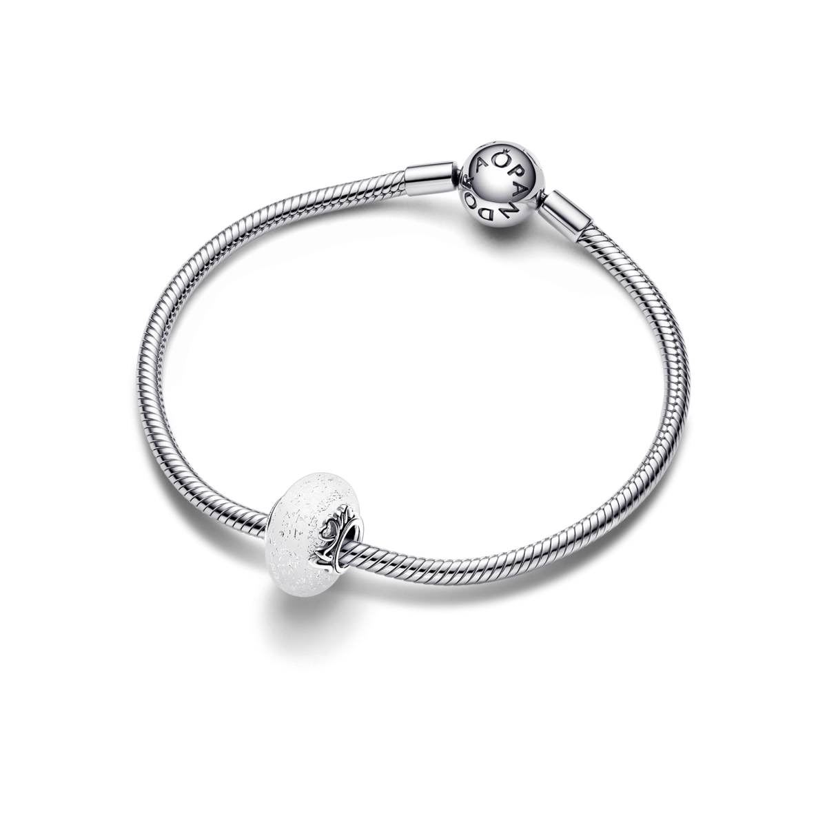 Charm Pandora Amor y Mamá en Cristal de Murano Blanco Brillante 792655C00