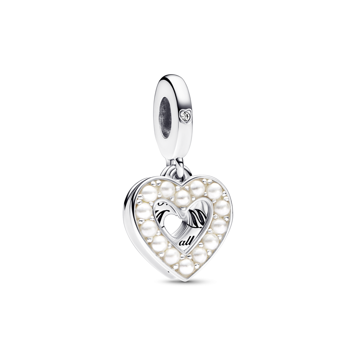 Charm Pandora Colgante Doble Corazón Blanco Anacarado 792649C01