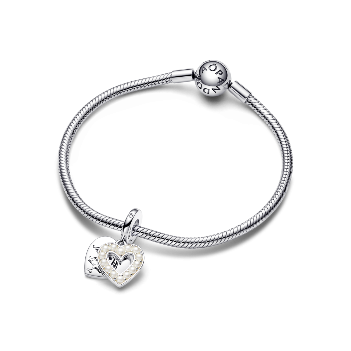 Charm Pandora Colgante Doble Corazón Blanco Anacarado 792649C01