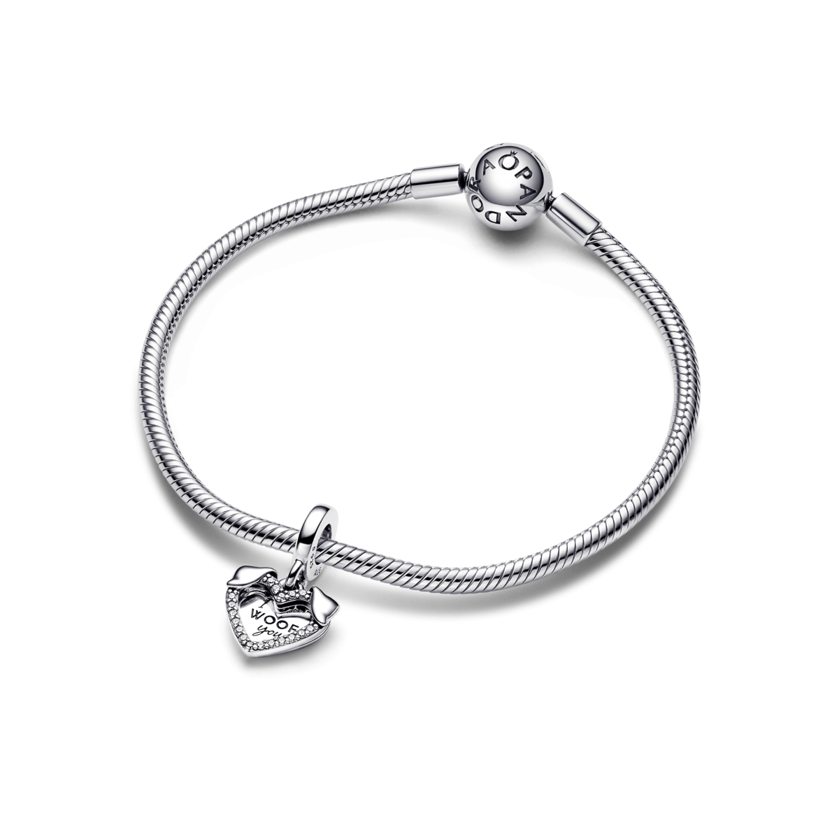 Charm Pandora Colgante Doble Corazón y Perro 792647C01