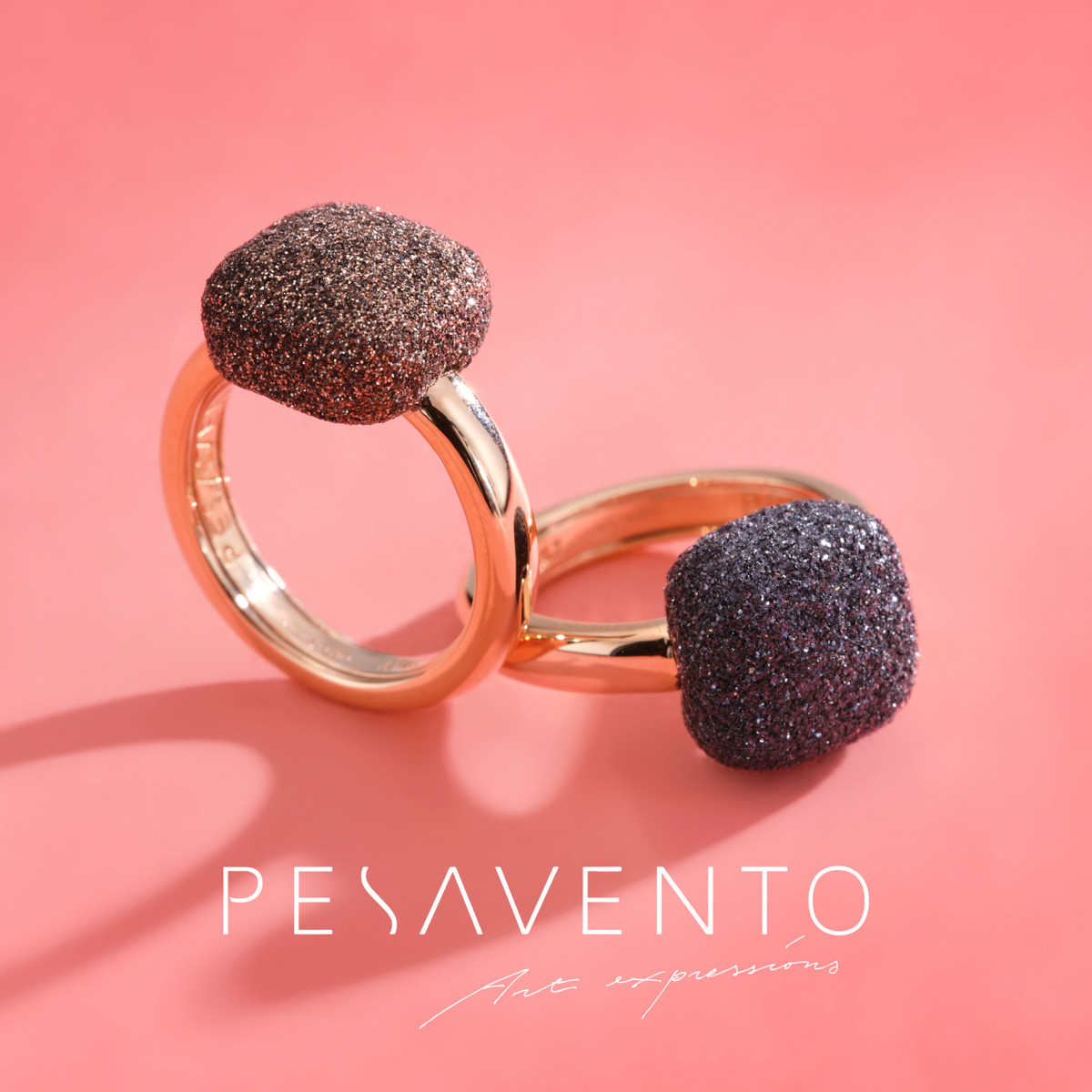 Anillo Pesavento Polvere di Sogni. Plata Rosa + Polvo Marrón WPLVA1251/M