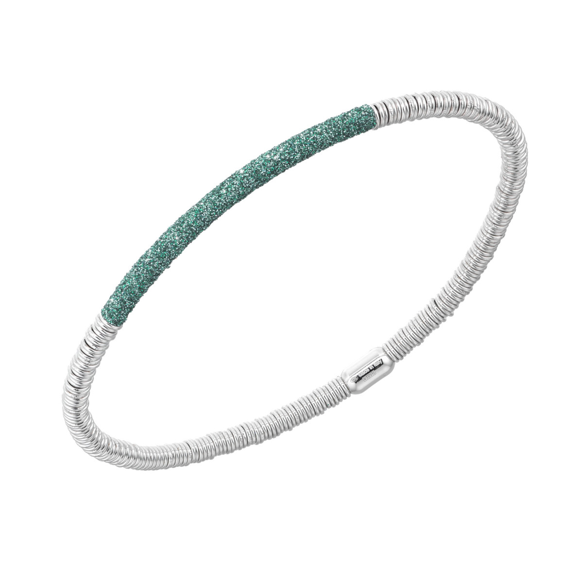 Pulsera Elastica Pesavento Polvere di Sogni. Rodio Plata + Verde Amazzonia WPSCB011