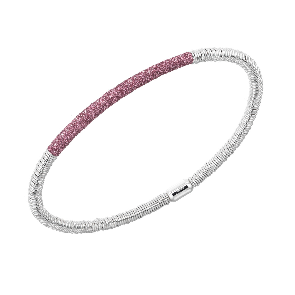 Pulsera Elastica Pesavento Polvere di Sogni. Rodio Plata + Rosa Polvo Jaipur WPSCB016