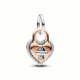 Charm Pandora Colgante Doble Corazón Candado Giratorio en Dos Tonos 783079C01