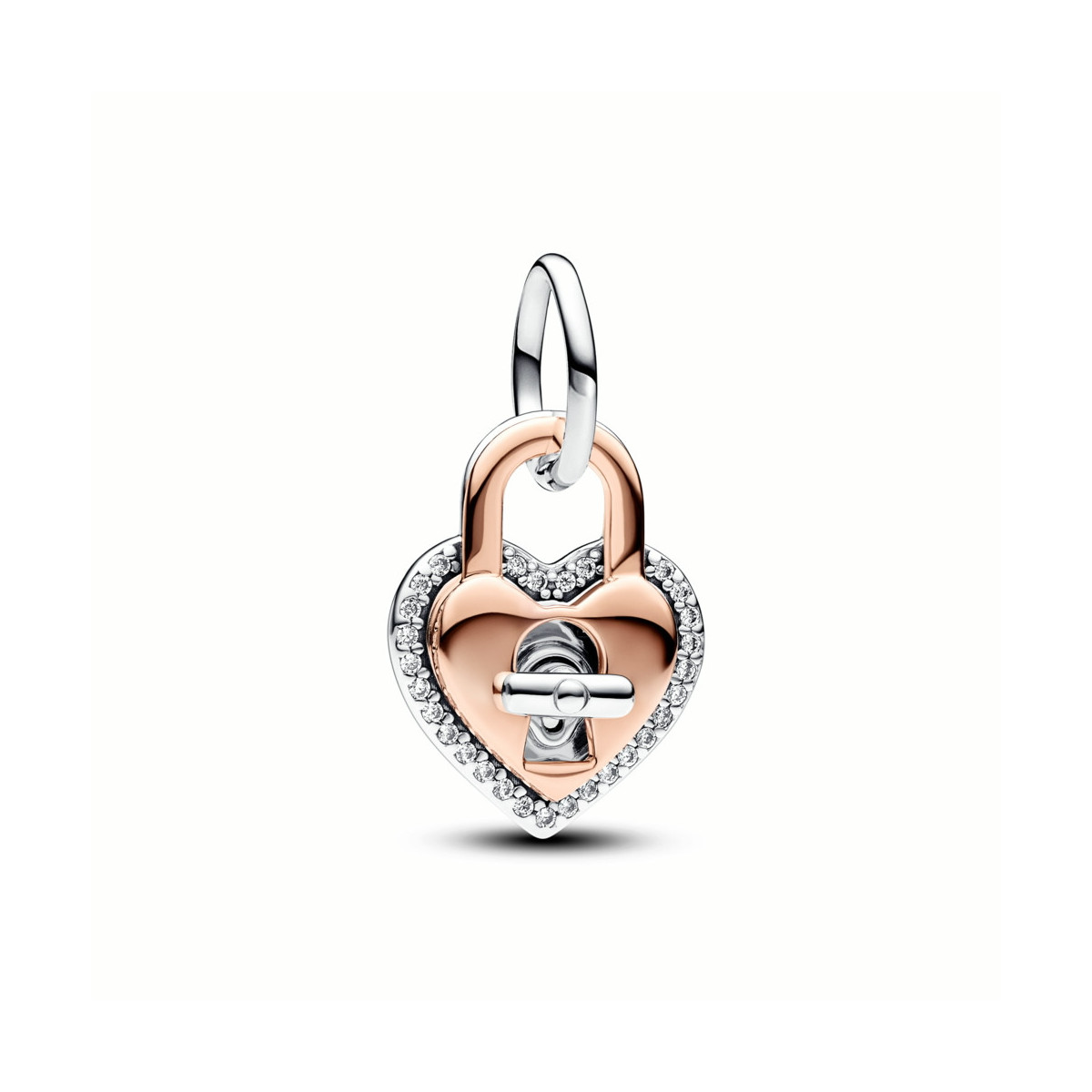 Charm Pandora Colgante Doble Corazón Candado Giratorio en Dos Tonos 783079C01