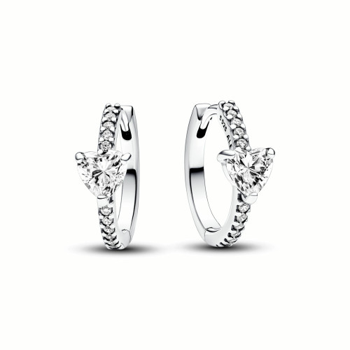 Pendientes Pandora de aro en plata de ley Corazón Brillante 293101C01