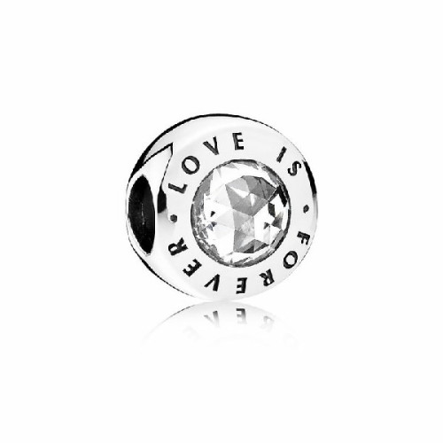 Charm Plata Circ Love Is Forev 791813CZ