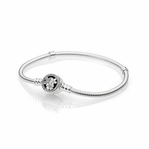 Pulsera plata circ cierre flor - 590744CZ