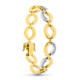 18K Pulsera Oro Bicolor Eslabones Circulos Y Circonitas