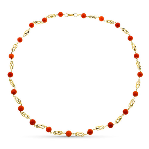 18K Collar Oro Amarillo Jaula Coral Fino Japones 7.5 Mm 60 Cm