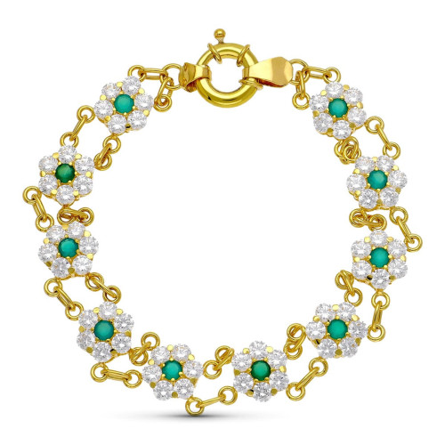 18K Pulsera Oro Amarillo Cuajos Circonitas