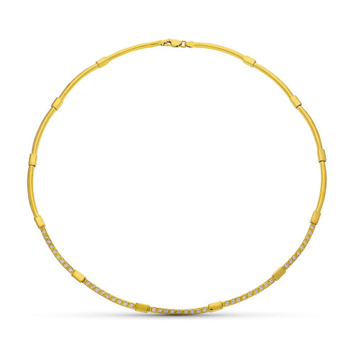 18K Gargantilla Oro Amarillo Y Circonitas