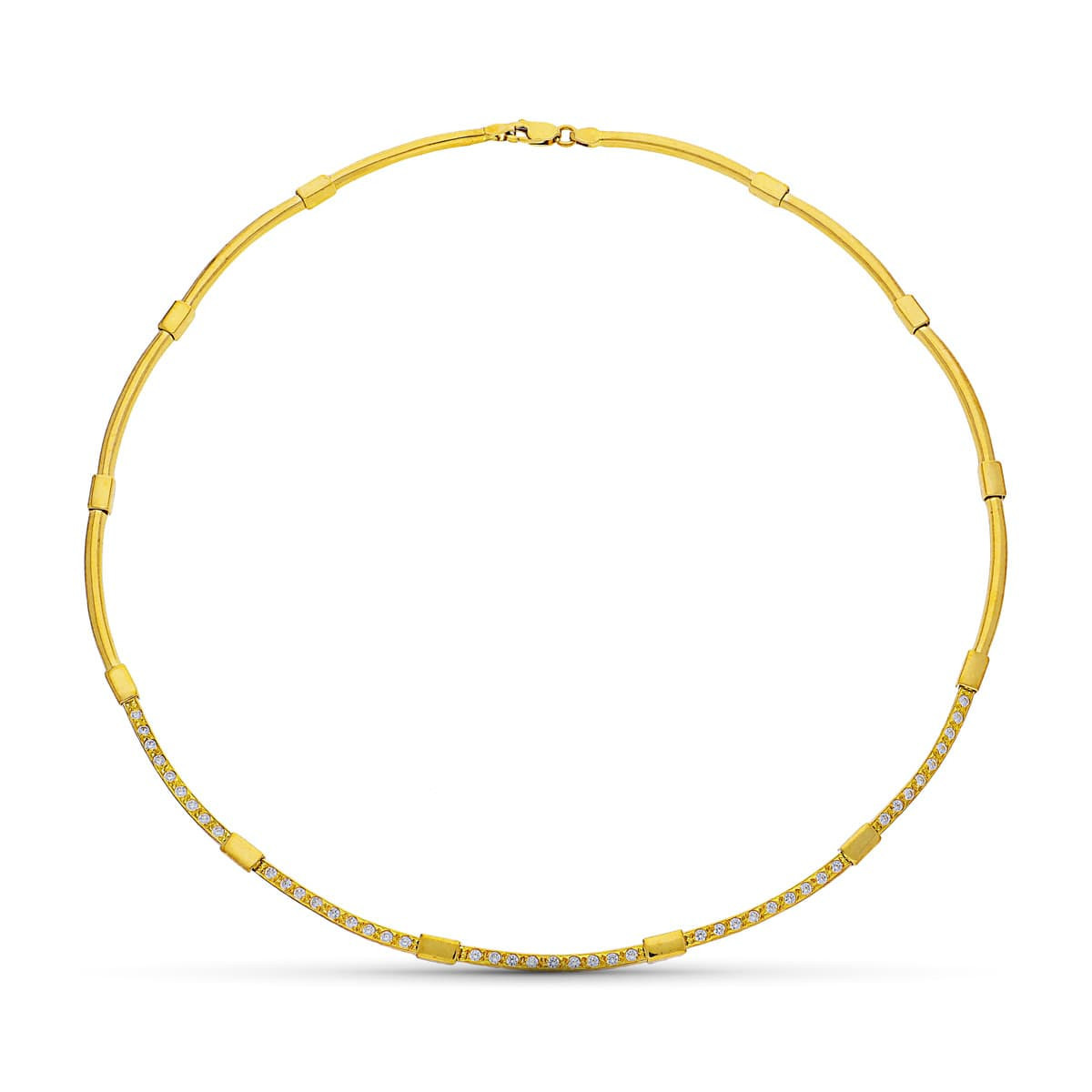 18K Gargantilla Oro Amarillo Y Circonitas