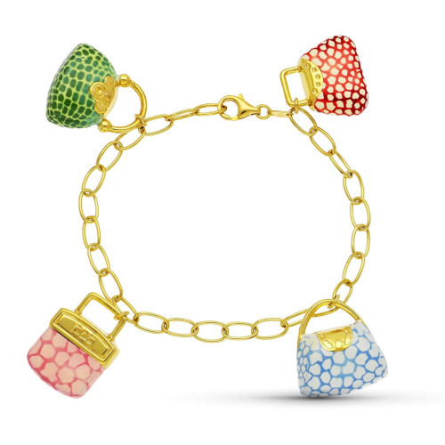 18K Pulsera Oro Amarillo Fetiches Esmalte