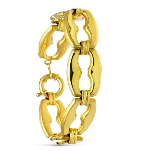 18K Pulsera Oro Amarillo Barco Hueca Grande