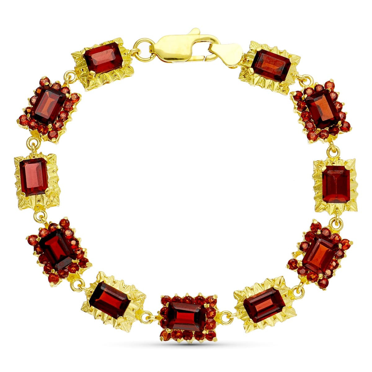 18K Pulsera Oro Amarillo Granates