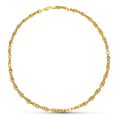 18K Gargantila Collar Oro Amarillo Eslabones Hueco. 43 Cm