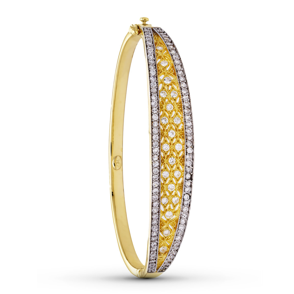 18K Pulsera Rigida Oro Bicolor Circonitas