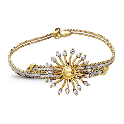 18K Pulsera Oro Bicolor Motivo Flor