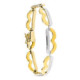 18K Pulsera Oro Bicolor Eslabon Lobulos Con Greca