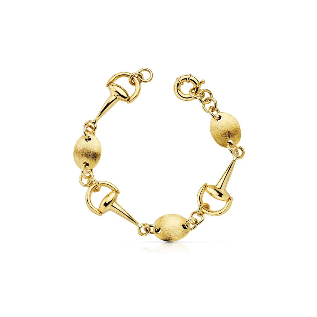 18K Pulsera Oro Amarillo Estribos 14 Mm Peso 14.75 Gr Longitud 19.5 Cm