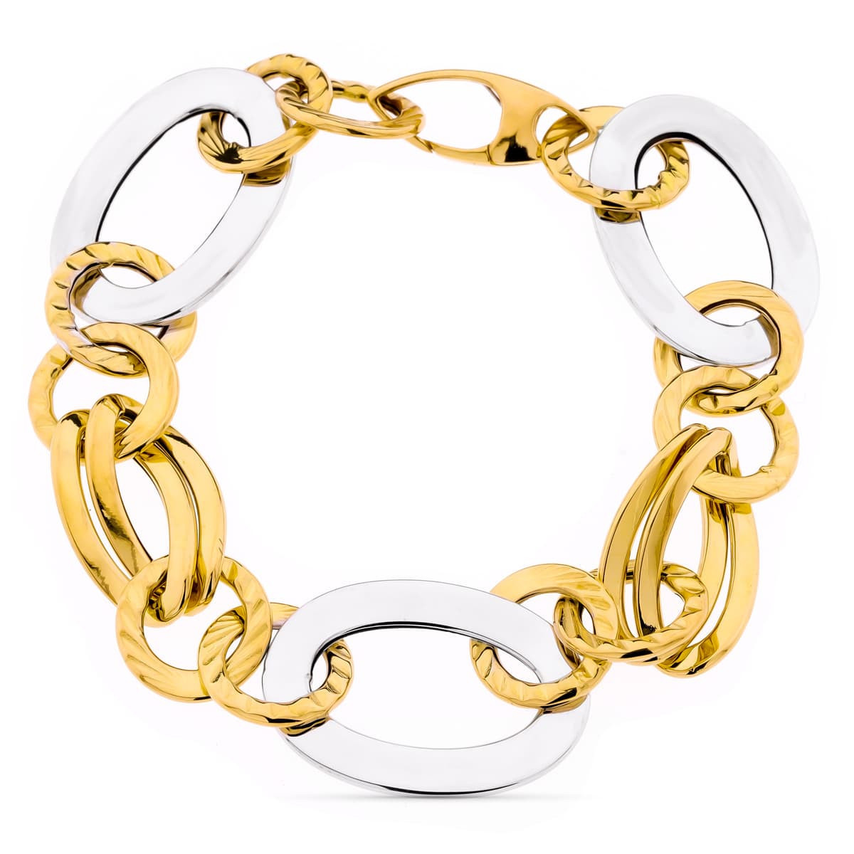 18K Pulsera Bicolor Eslabones 14.50 Gr