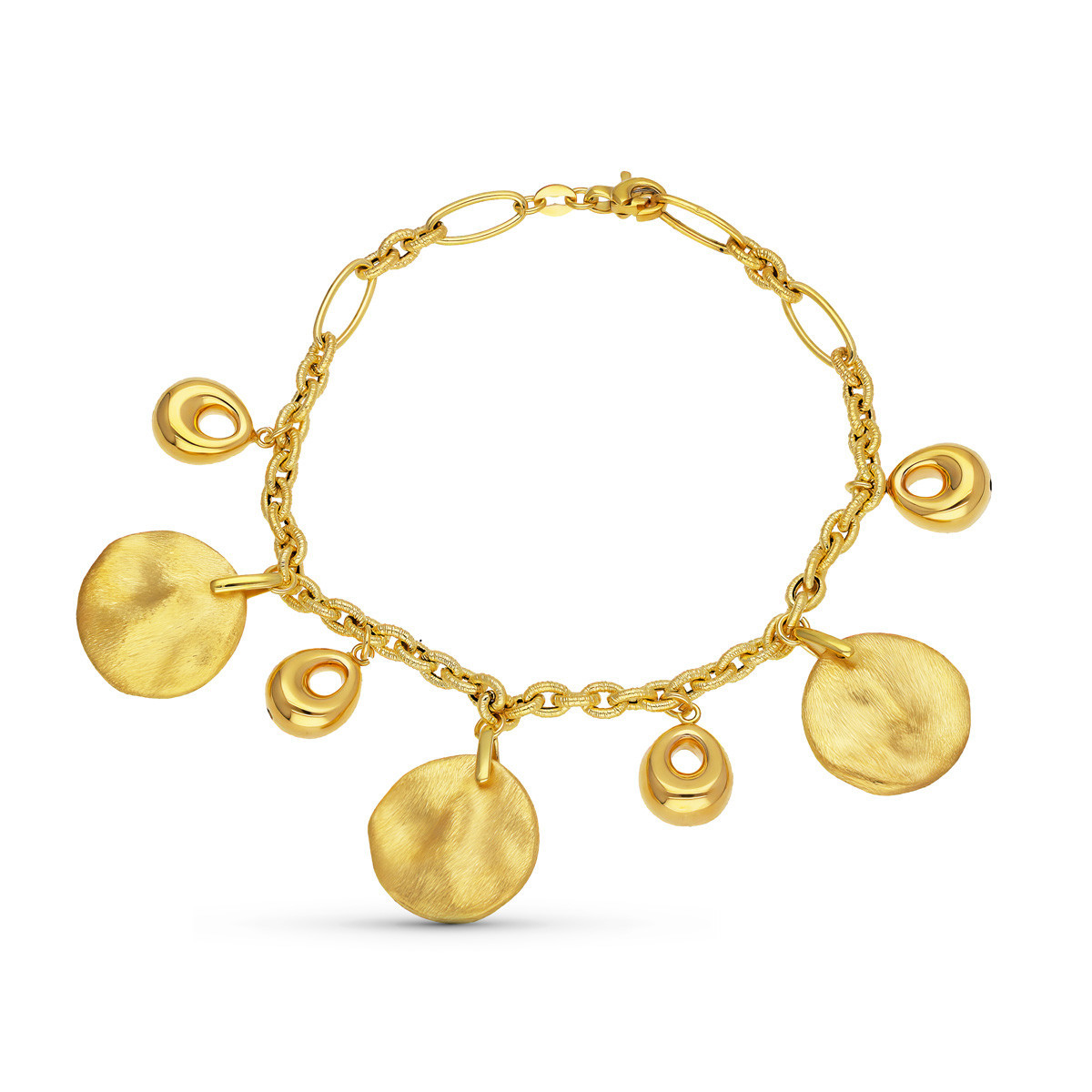 18K Pulsera Oro Amarillo Colgante