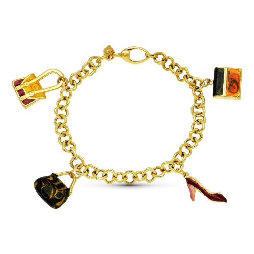 18K Pulsera Oro Amarillo Fetiches Esmaltados