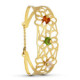 18K Pulsera Rigida Oro Amarillo Flores Rigida 21 Mm